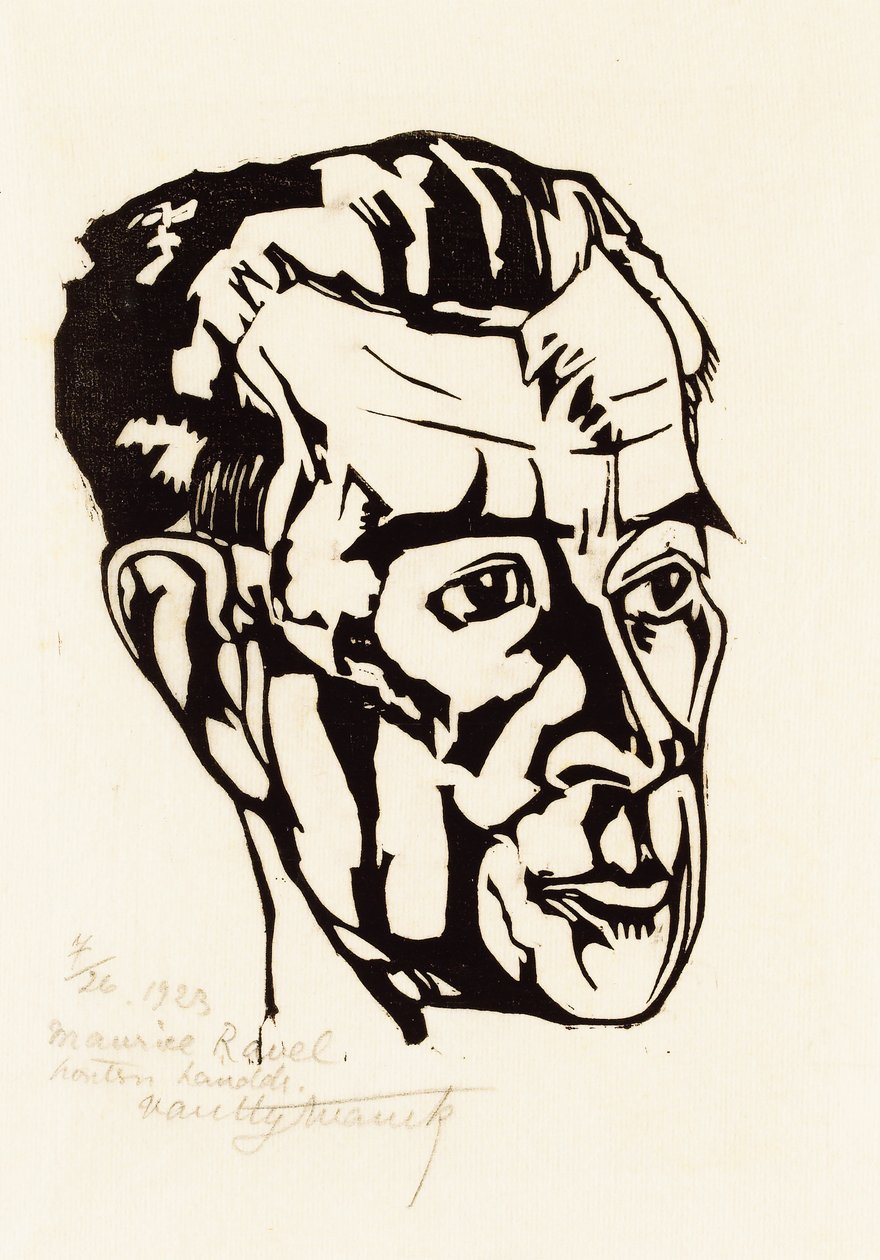Portrett av komponisten Maurice Ravel 1875-1937, 1923. av Valentijn Edgar Van Uytvanck