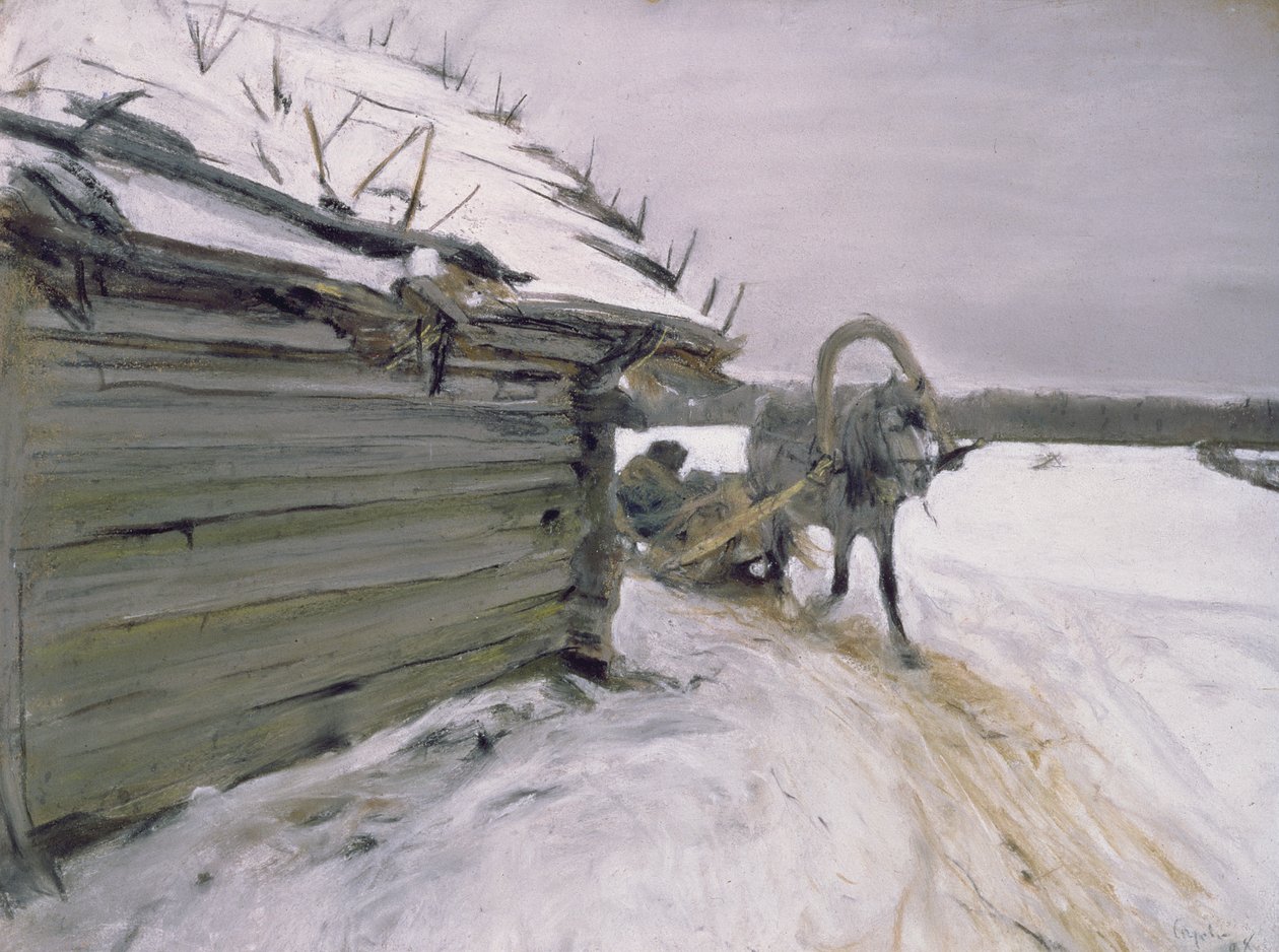 Om vinteren, 1898 (pastell og gouache på papp) av Valentin Aleksandrovich Serov