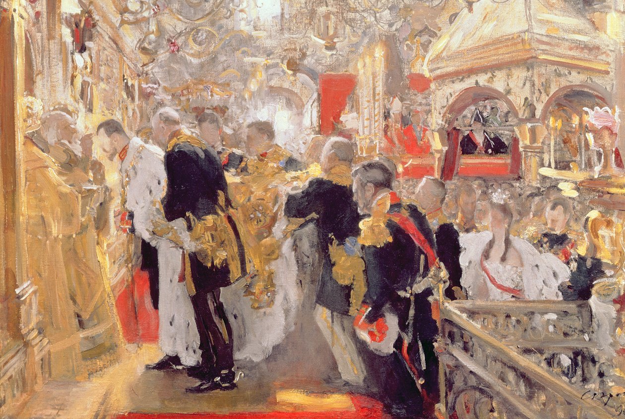 Kroningen av keiser Nicholas II (1868-1918) i Assumption Cathedral, 1896 av Valentin Aleksandrovich Serov