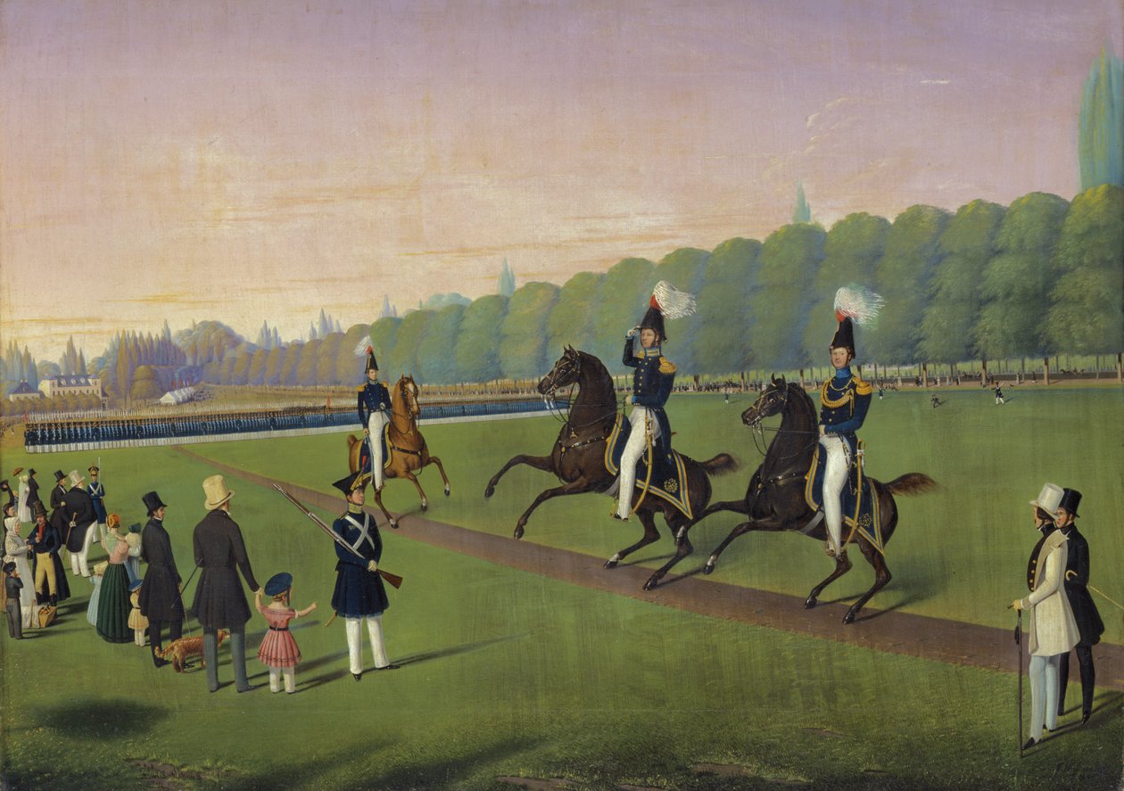 Parade av Hamburg Burgermilitars, 1840 av Valentin Wassner