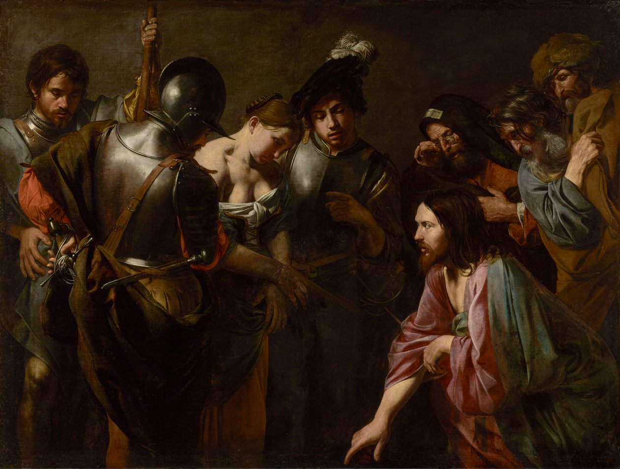 Kristus og utroskapen, ca. 1620 av Valentin de Boulogne