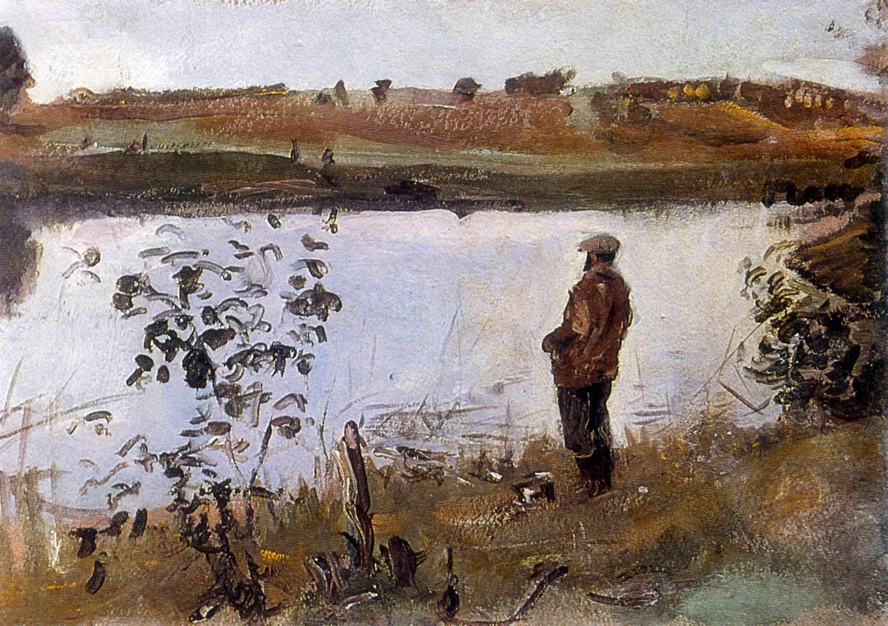 Kunstner Konstantin Korovin på elvebredden av Valentin Aleksandrovich Serov