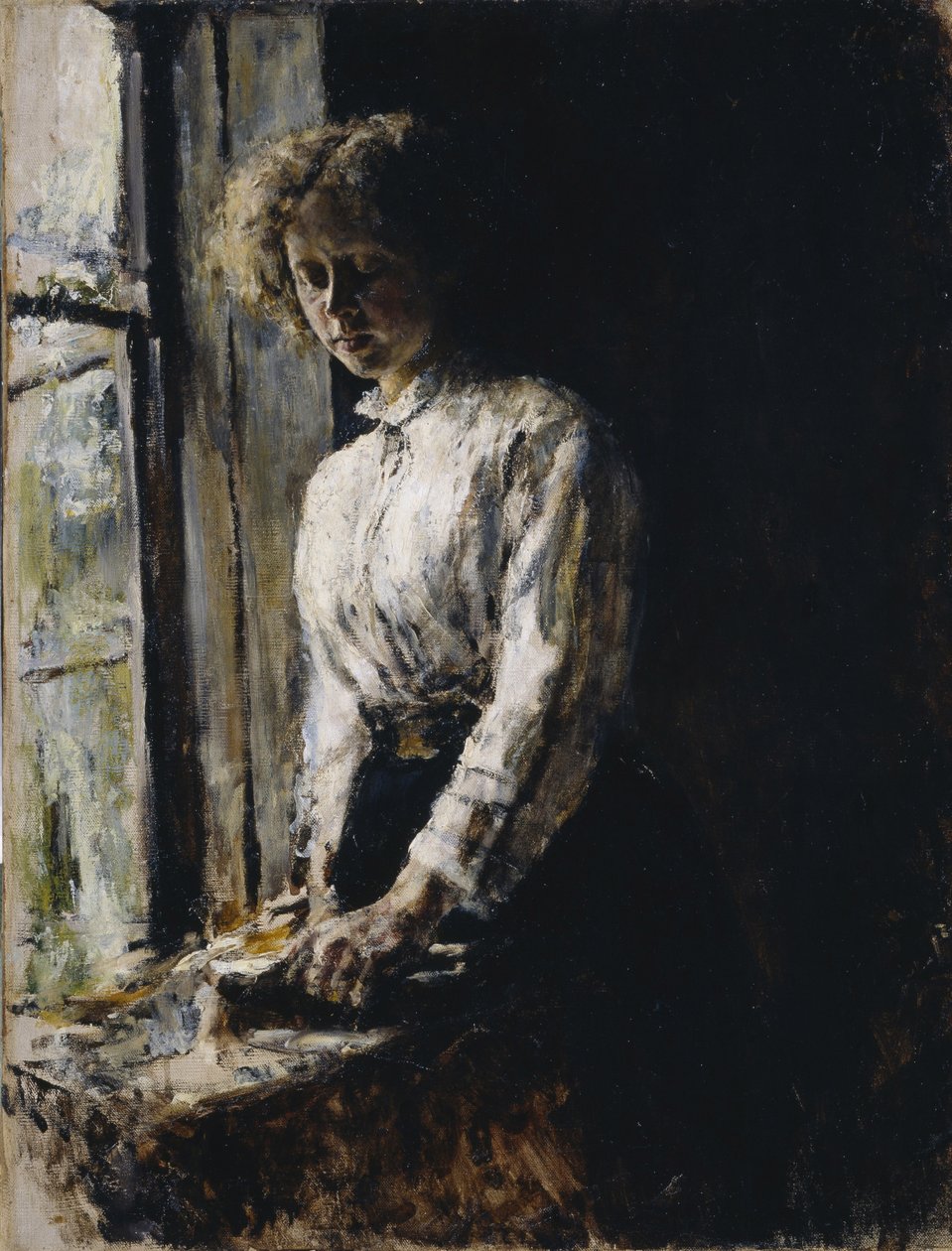 Ved vinduet. Portrett av Olga Fyodorovna Trubnikova, 1886 av Valentin Aleksandrovich Serov