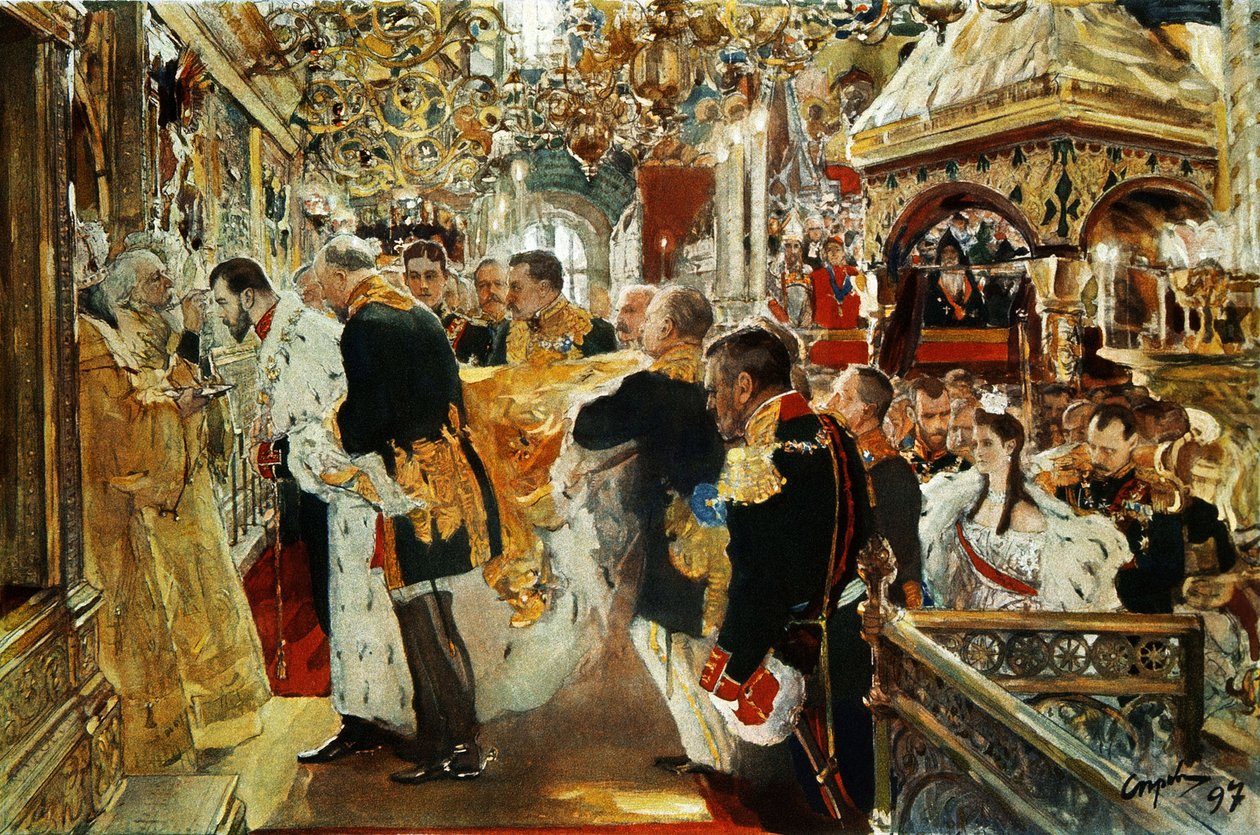 Kroningen av keiser (tsaren) Nicholas II av Russland i 1894 av Valentin Serov (19. januar av Valentin Aleksandrovich Serov