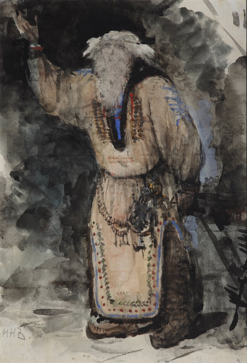 Kostymedesign for operaen Ruslan og Lyudmila av M. Glinka av Valentin Aleksandrovich Serov