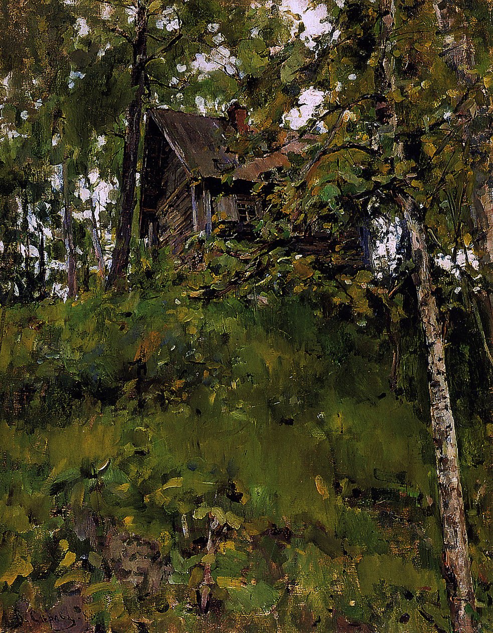 Gammelt badehus i Domotkanovo, 1888 av Valentin Aleksandrovich Serov