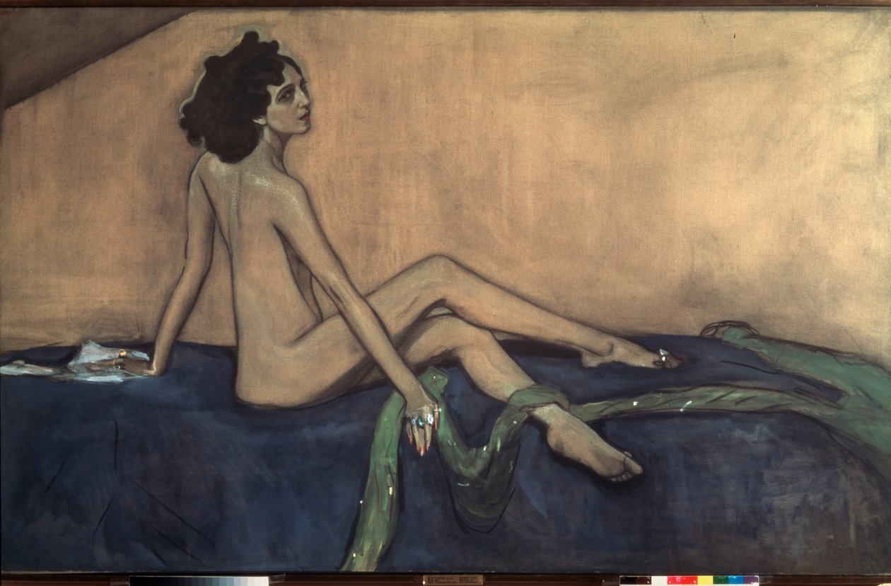 Portrett av ballerinaen Ida Rubinstein (1885-1960). Verk av Valentin Alexandrovich Serov (1865-1911), tempera og svart kritt på lerret av Valentin Aleksandrovich Serov