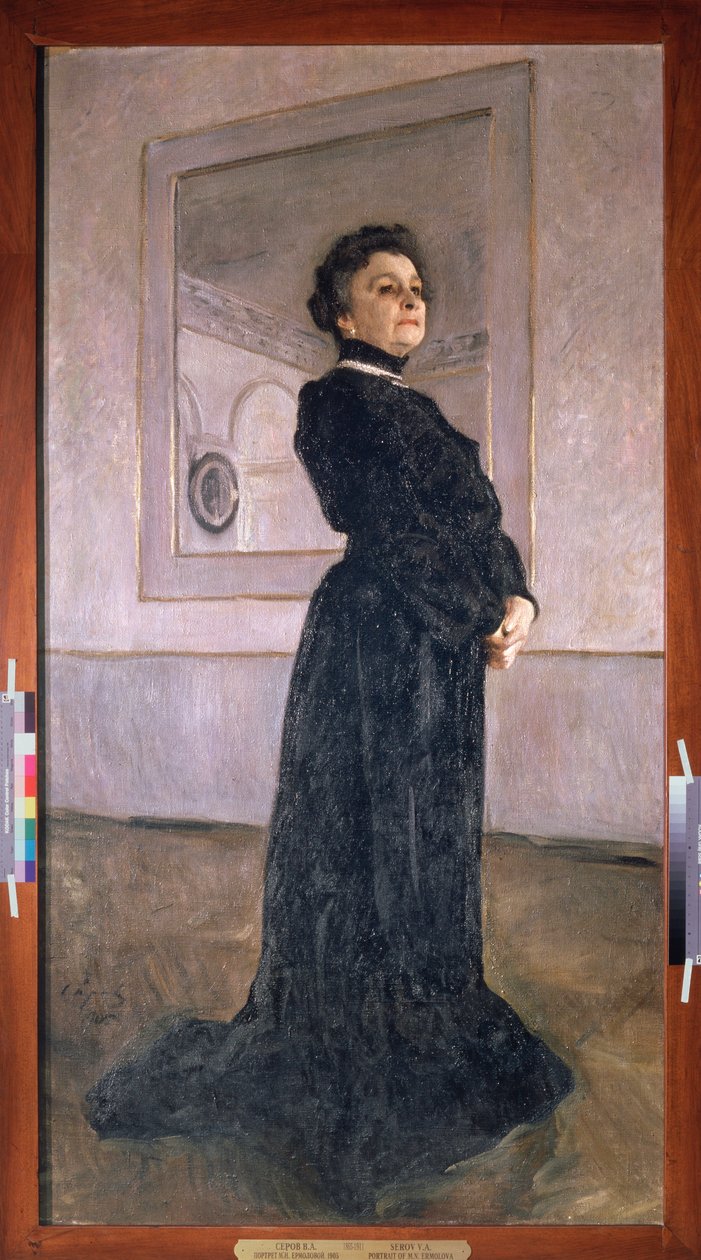 Portrett av skuespillerinnen Maria Yermolova (1853-1928). Maleri av Valentin Alexandrovich Serov (1865-1911), olje på lerret av Valentin Aleksandrovich Serov