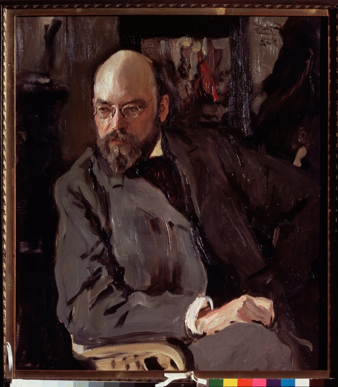 Portrett av kunstneren Ilya (Ilia) Ostroukhov (1858-1939). Maleri av Valentin Alexandrovich Serov (1865-1911), olje på lerret av Valentin Aleksandrovich Serov