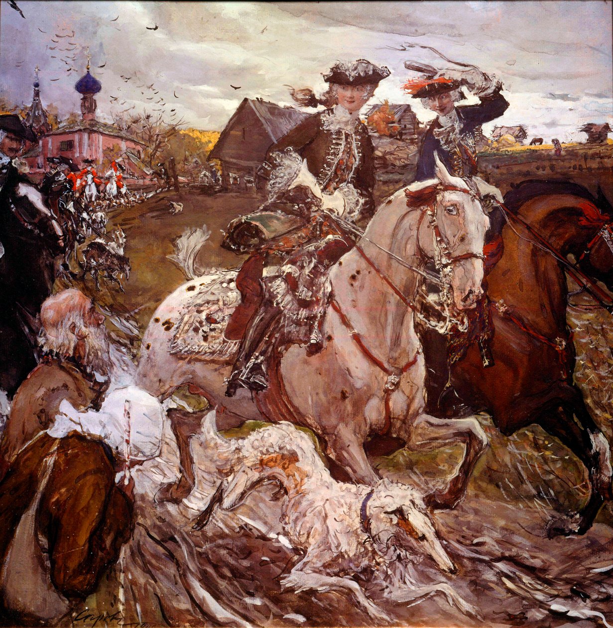 Prinsesse Elisabeth Petrovna (1709-1762) (fremtidige Elisabeth Iere av Russland) og Peter II (1715-1730) jakter Maleri av Valentine Alexandrovich Serov (1865-1911) av Valentin Aleksandrovich Serov