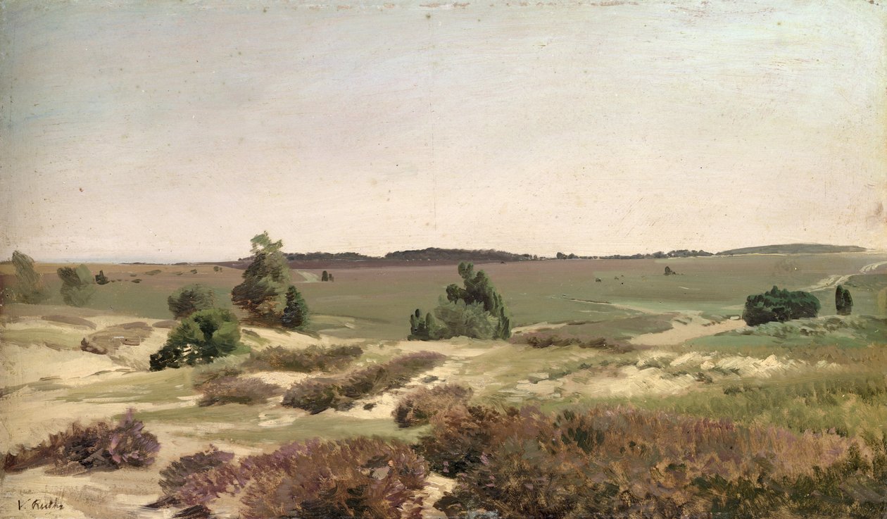 The Heath nær Wilsede, 1887 (olje på papir om bord) av Valentin Ruths