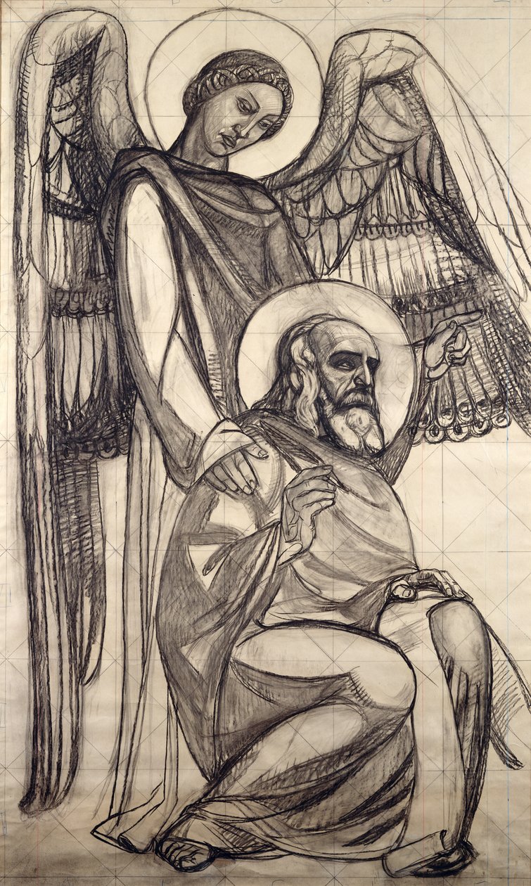 St. John and the Angel, 1925 (kull og blyant på papir) av Valentine Reyre