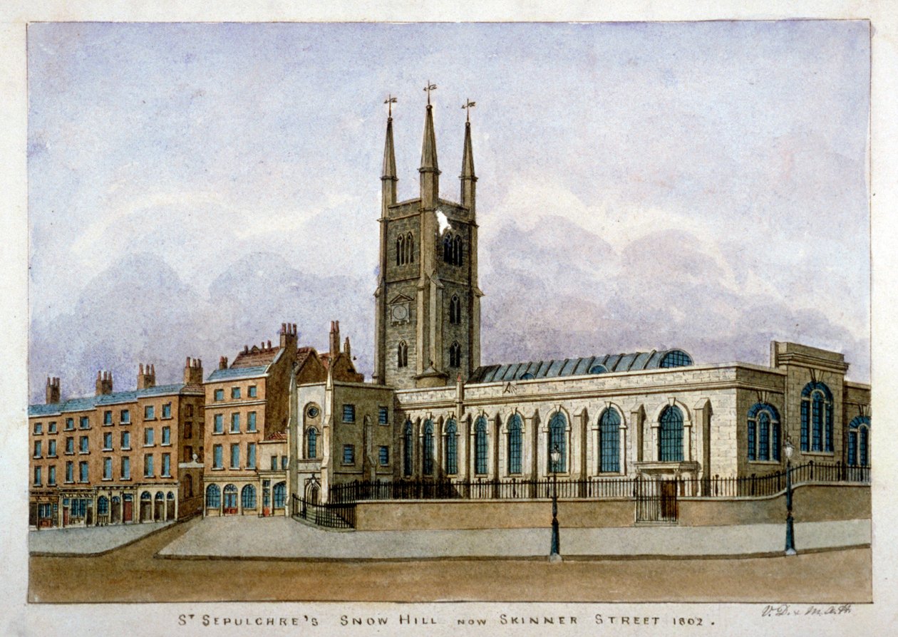 Church of St Sepulchre, Snow Hill, City of London, 1802 av Valentine Davis