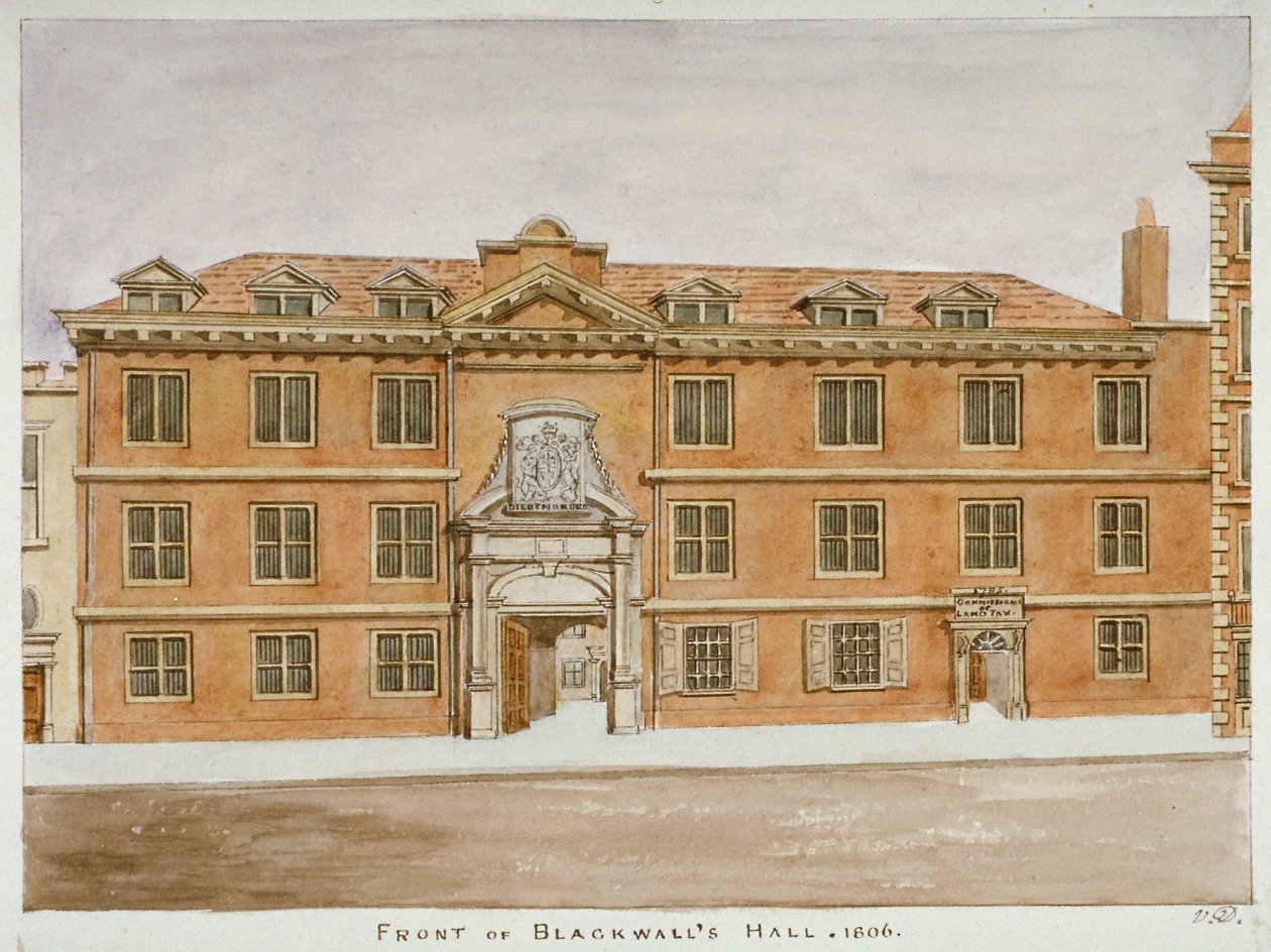 Forfra av Blackwell Hall, City of London, 1806 av Valentine Davis