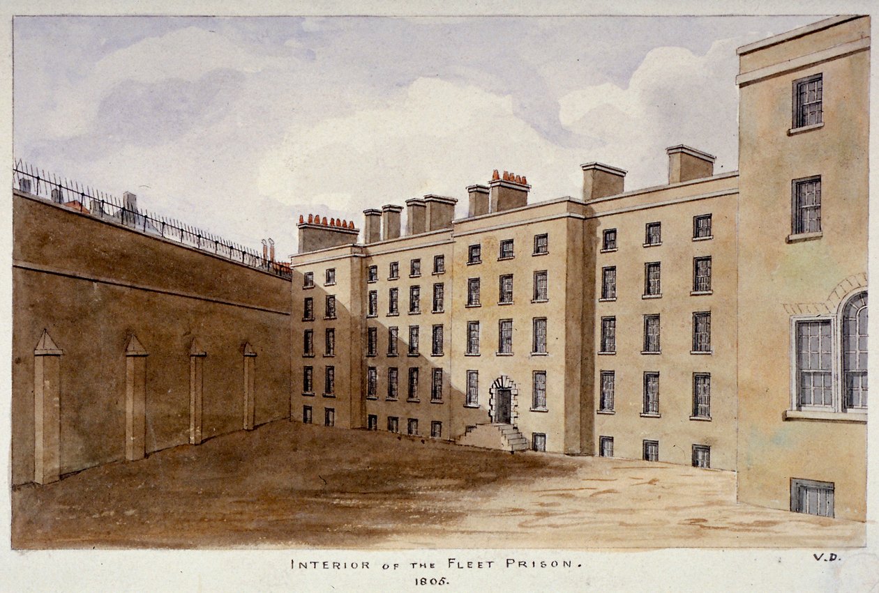Den indre gårdsplassen til Fleet Prison, City of London, 1805 av Valentine Davis