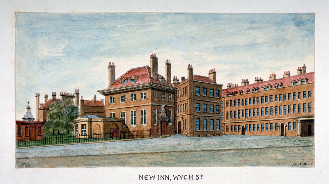 Utsikt over New Inn på Wych Street, Westminster, London, c1800 av Valentine Davis