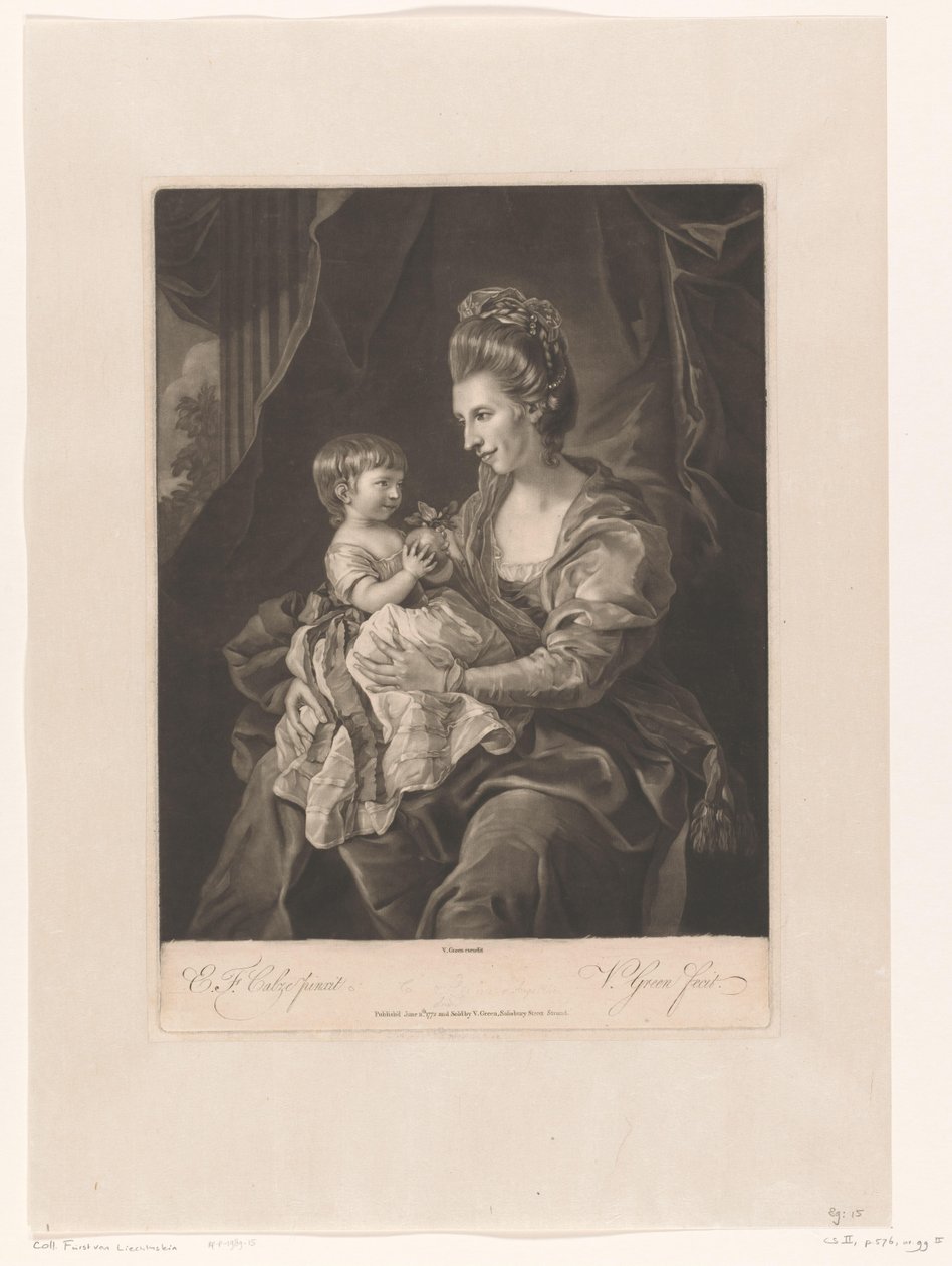 Portrett av Elizabeth Pennyman med barnet sitt av Valentine Green