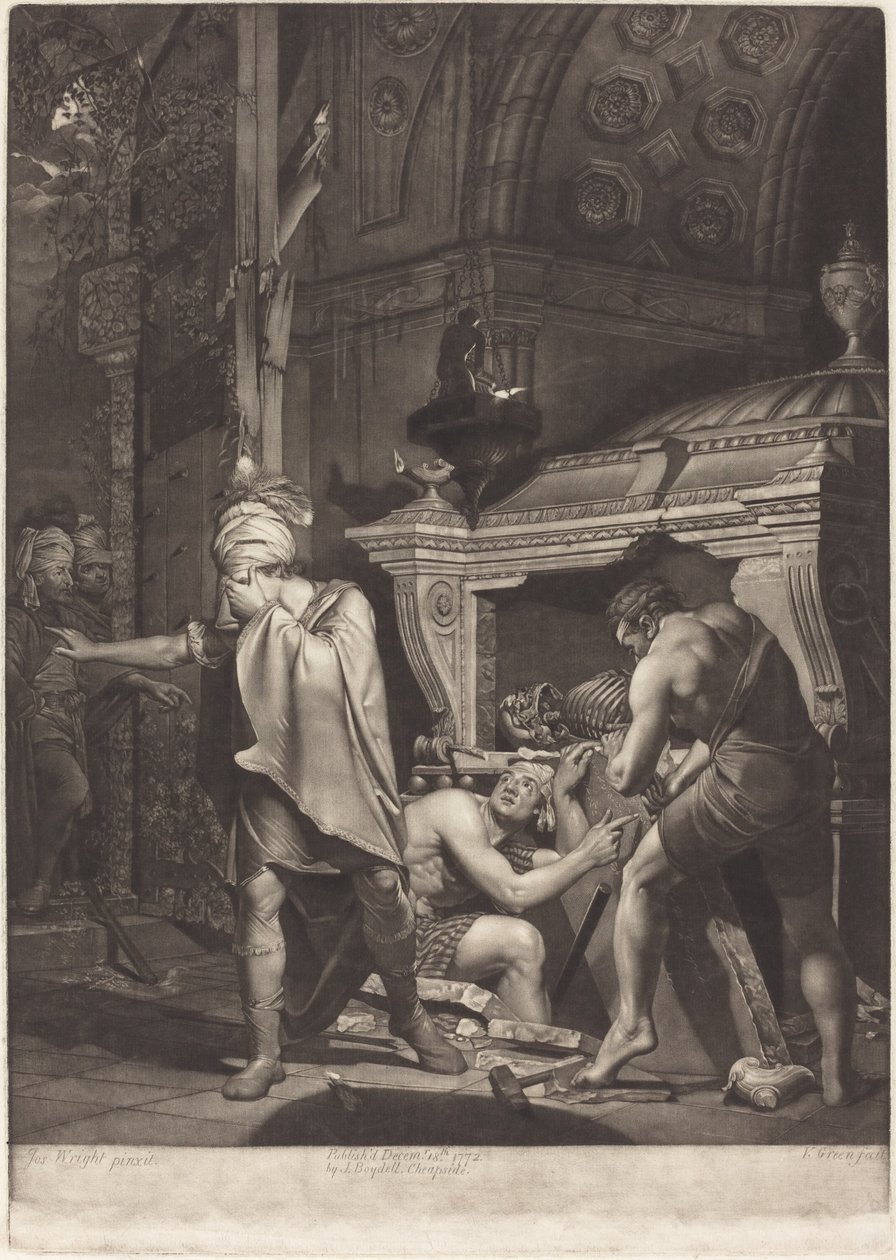 Miravan åpner graven til sine forfedre av Valentine Green after Joseph Wright