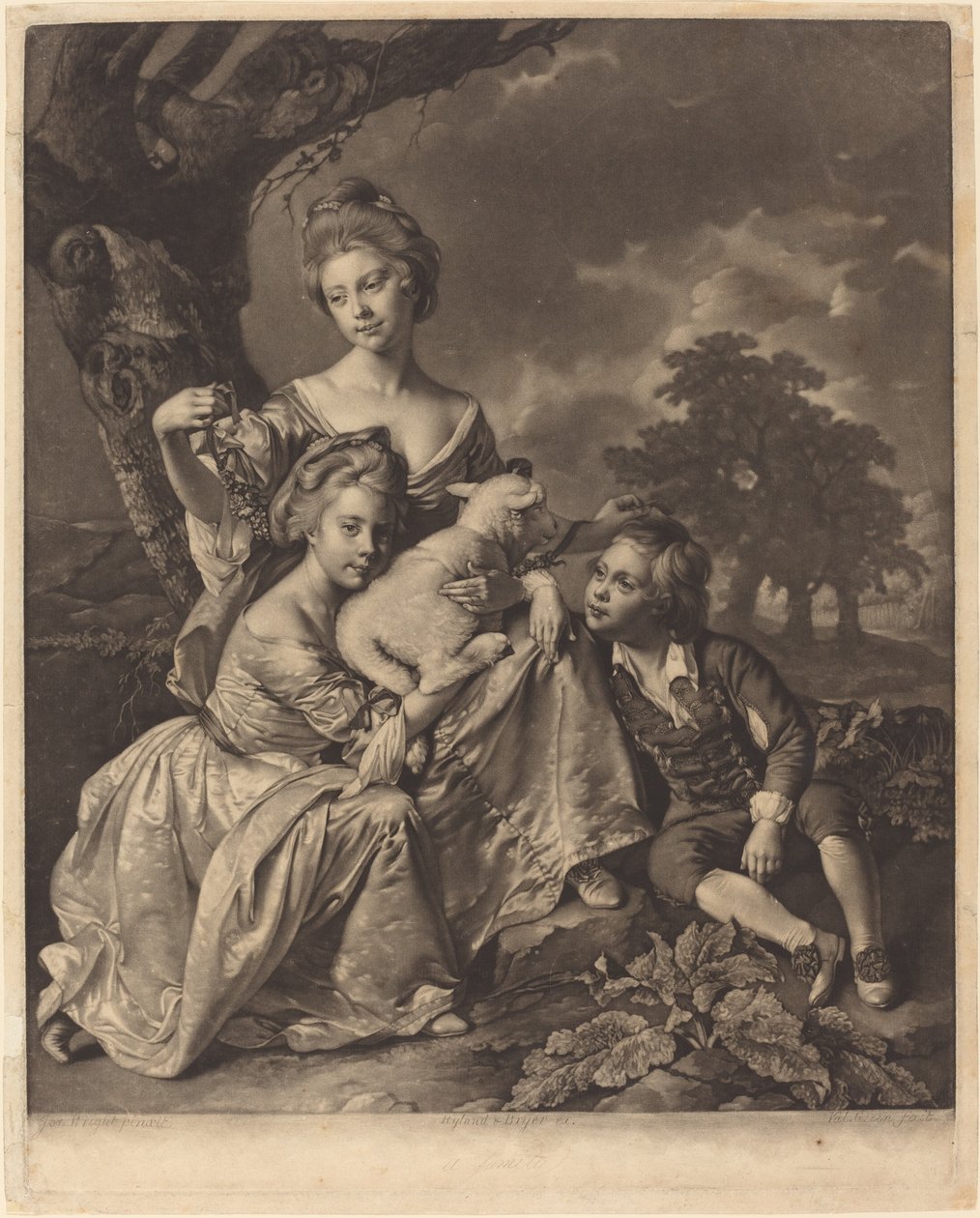 The Wright Family (The Bradshaw Children) av Valentine Green after Joseph Wright