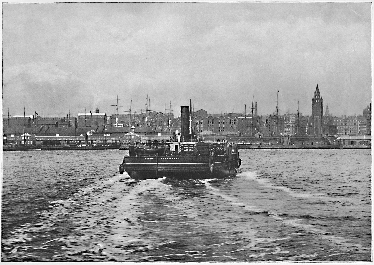 Liverpool, fra Mersey, c1896 av Valentine and Sons Ltd