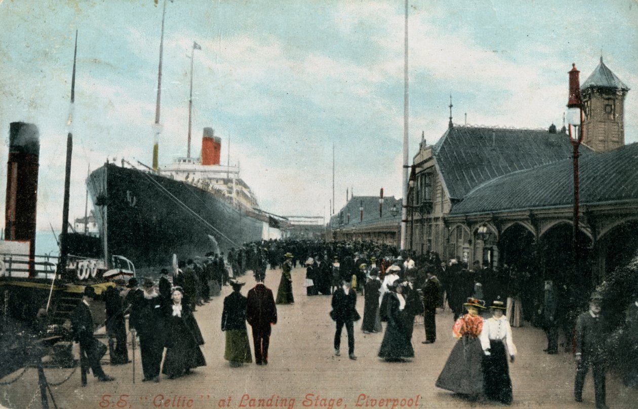 Dampskipet SS Celtic ved kai, Liverpool, Lancashire, c1904. av Valentine and Sons Ltd