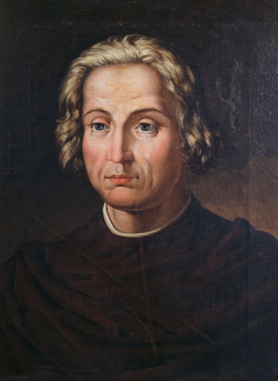 Portrett av Christopher Columbus (1451-1506), italiensk oppdagelsesreisende og navigatør, maleri av Valeriano Dominguez Becquer (1833-1870) av Valeriano Domínguez Bécquer