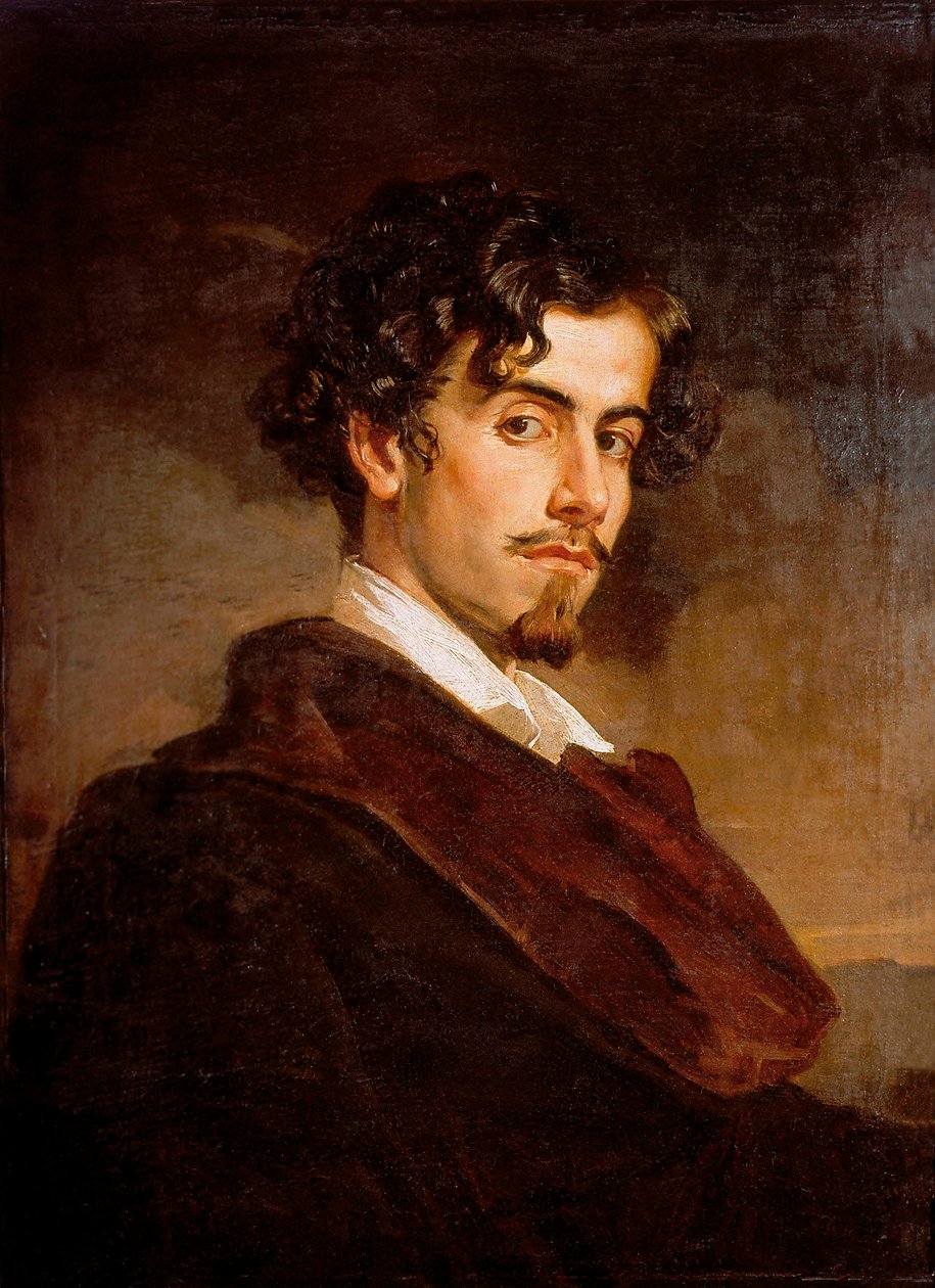 Portrett av Gustavo Adolfo Becquer, spansk forfatter (1836-1870) av Valeriano Domínguez Bécquer