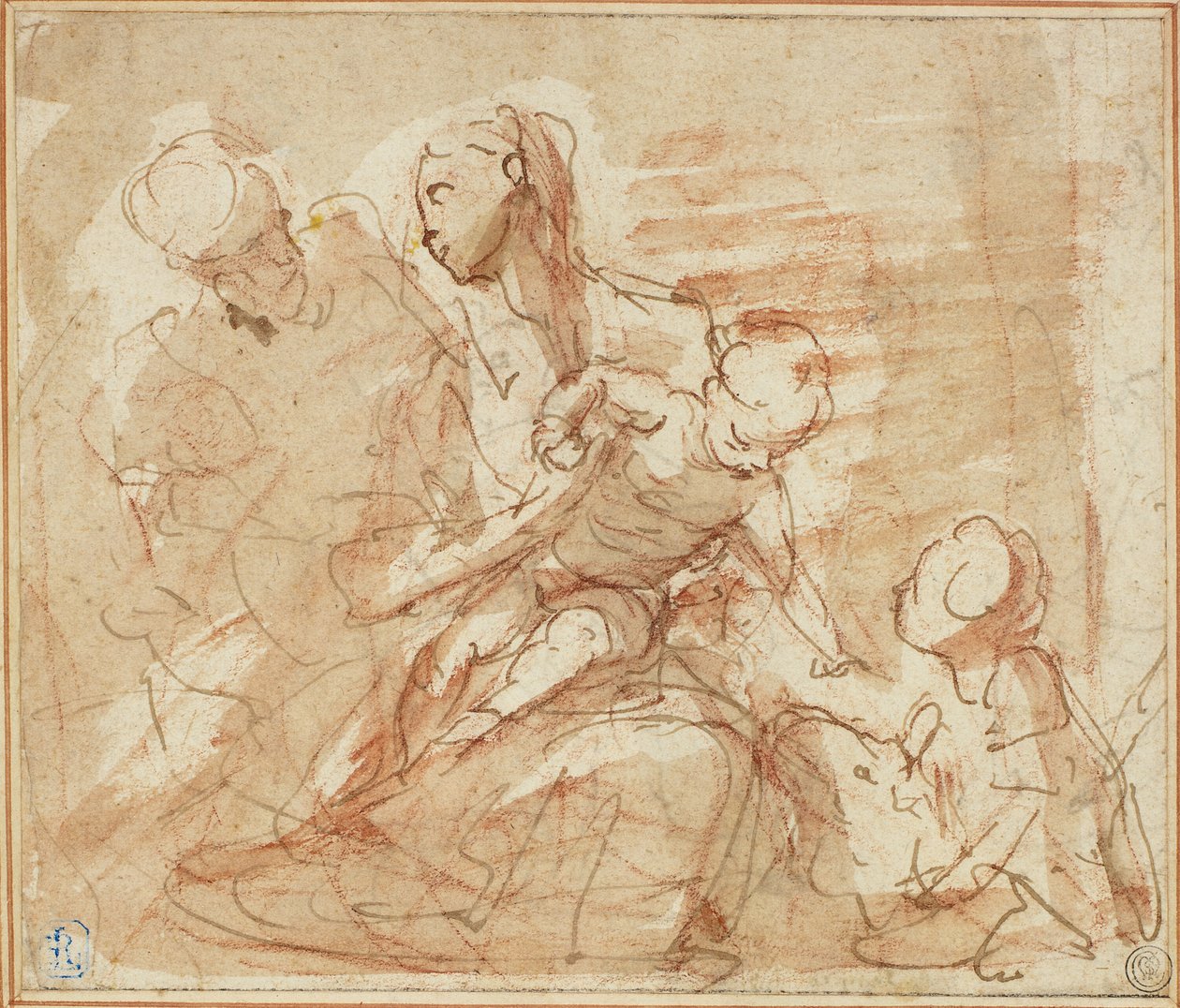 Hellig familie med spedbarnet Saint John av Valerio Castello