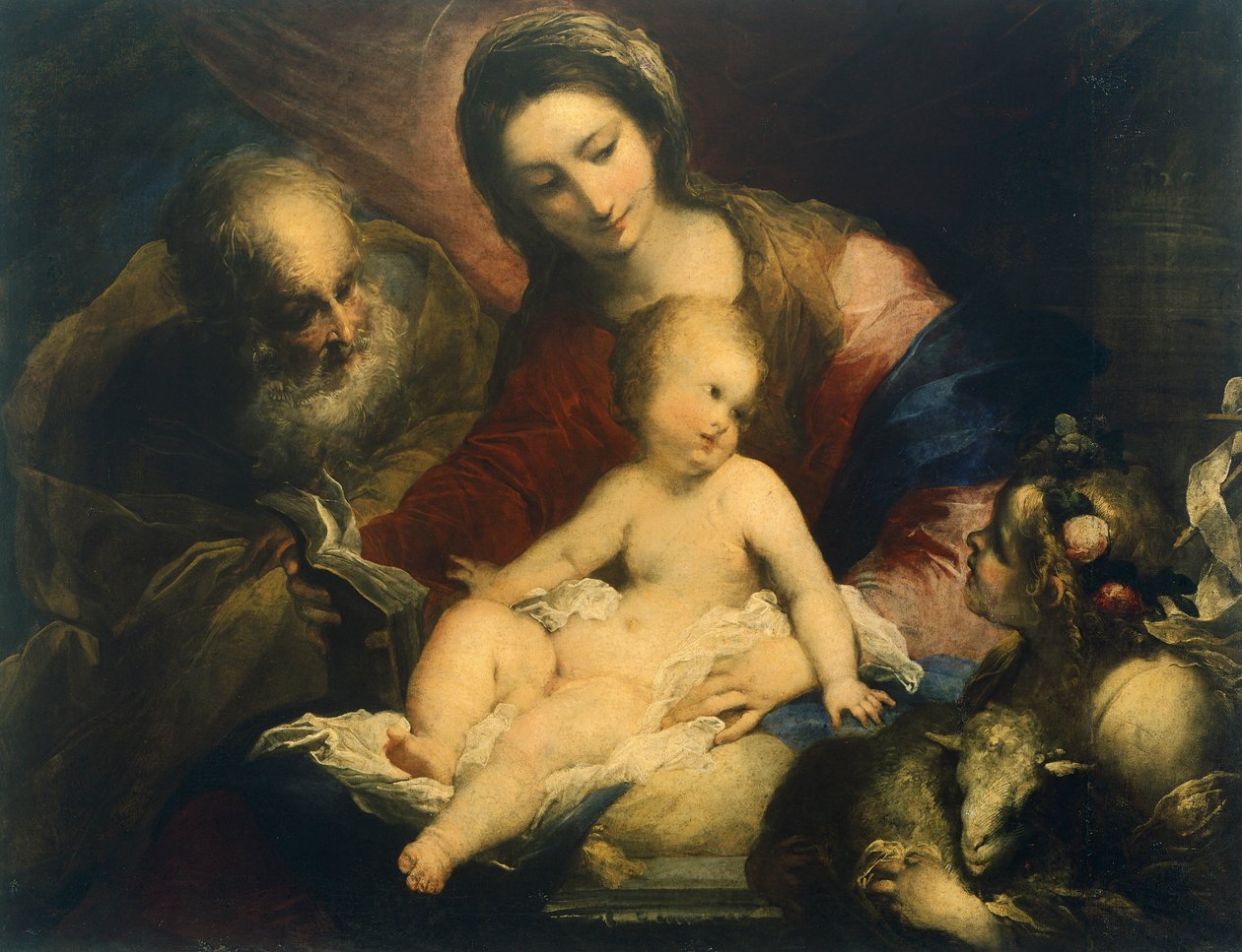 Den hellige familie, av Valerio Castello (1624-1659) av Valerio Castello
