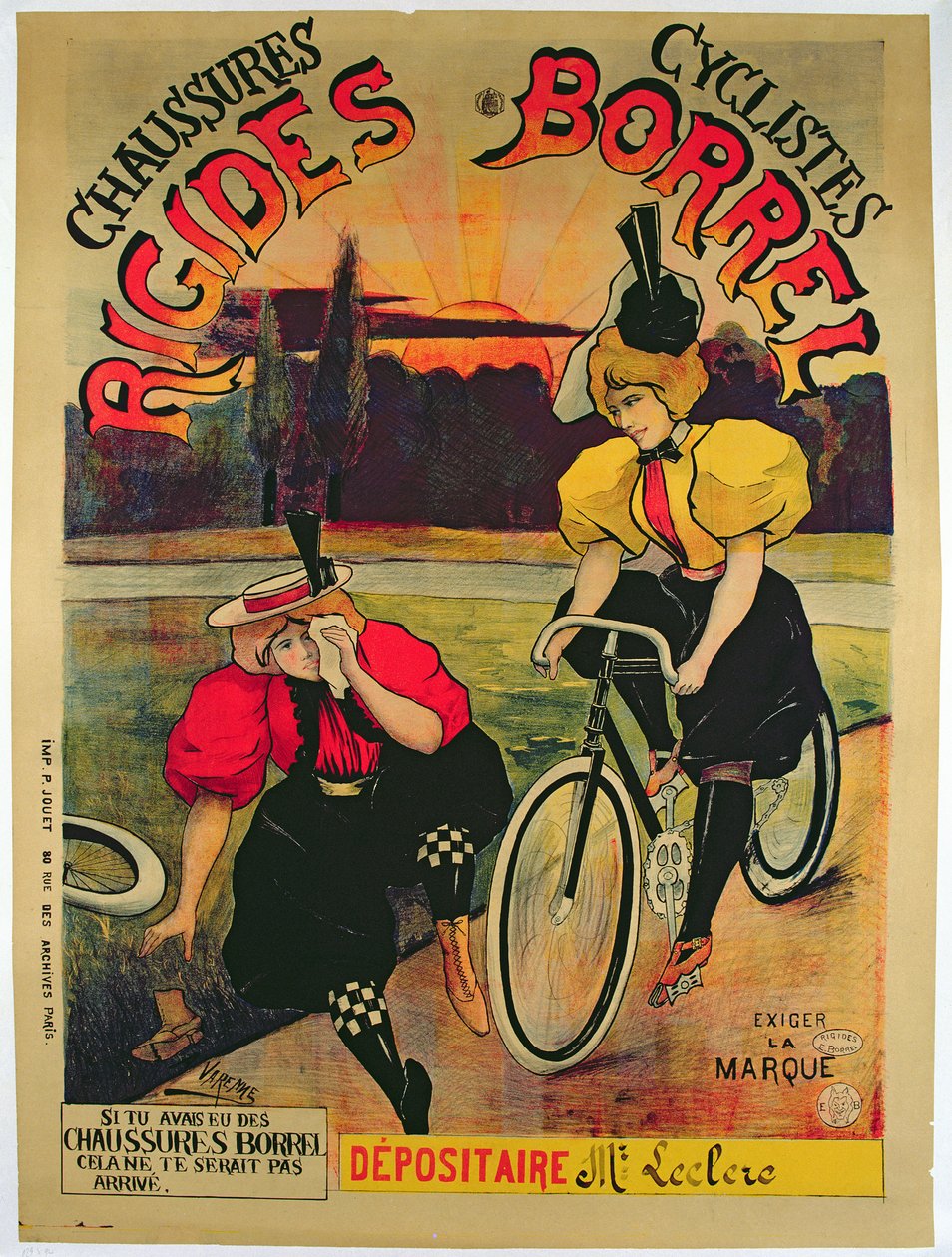 Plakatreklame Borrel-sko for sykler, ca. 1900 av Varenne