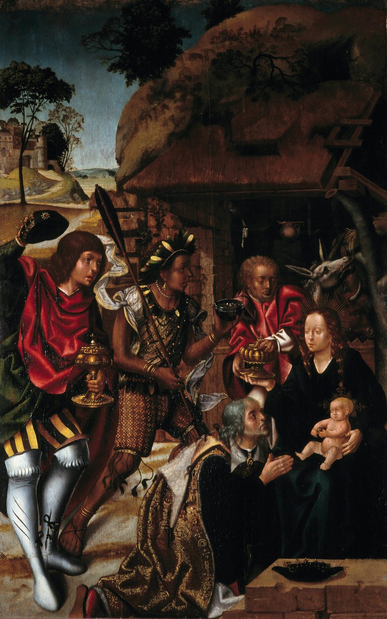 The Adoration of the Magi - Portugisisk maleri av Vasco Fernandes (Grao Vasco) (v1480-v1543) av Vasco (c.1475 c.1542) Fernandes
