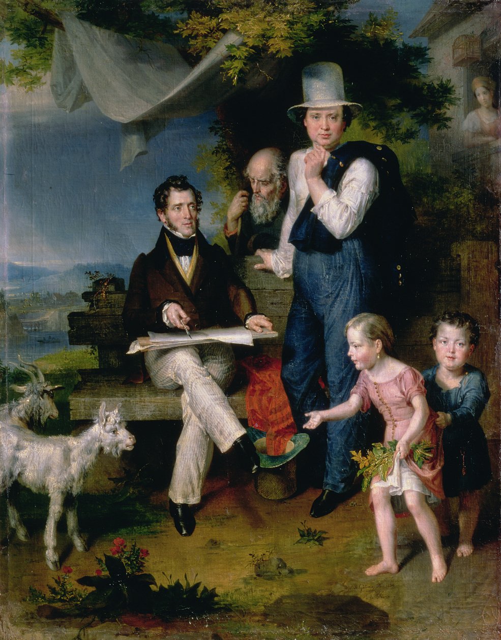 Gruppeportrett inkludert kunstneren George Dawe (1781-1829) og et selvportrett, 1834 av Vasili Aleksandrovich Golike