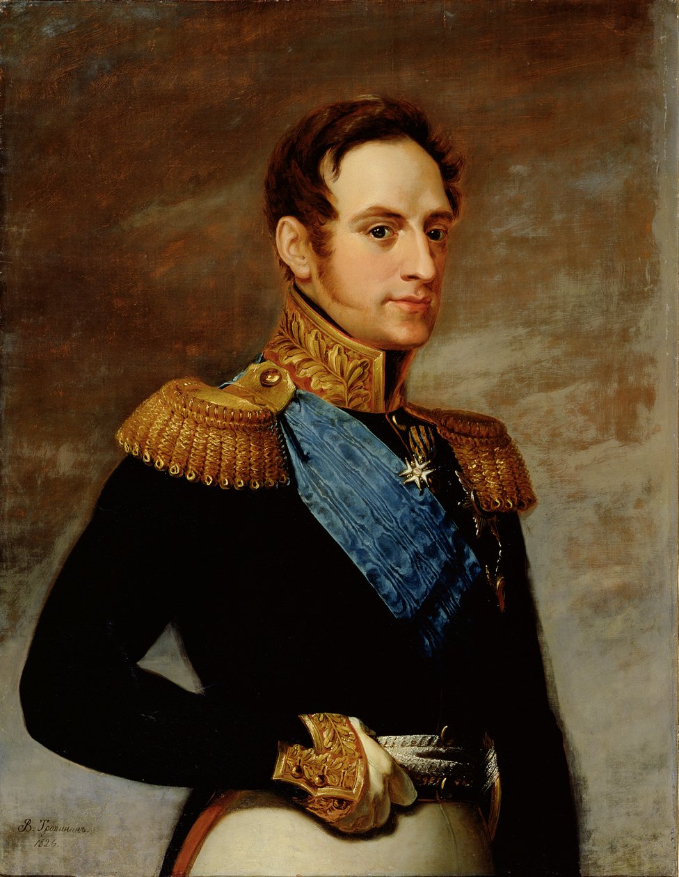 Portrett av tsar Nicholas I (1796-1855) 1826 av Vasili Andreevich Tropinin