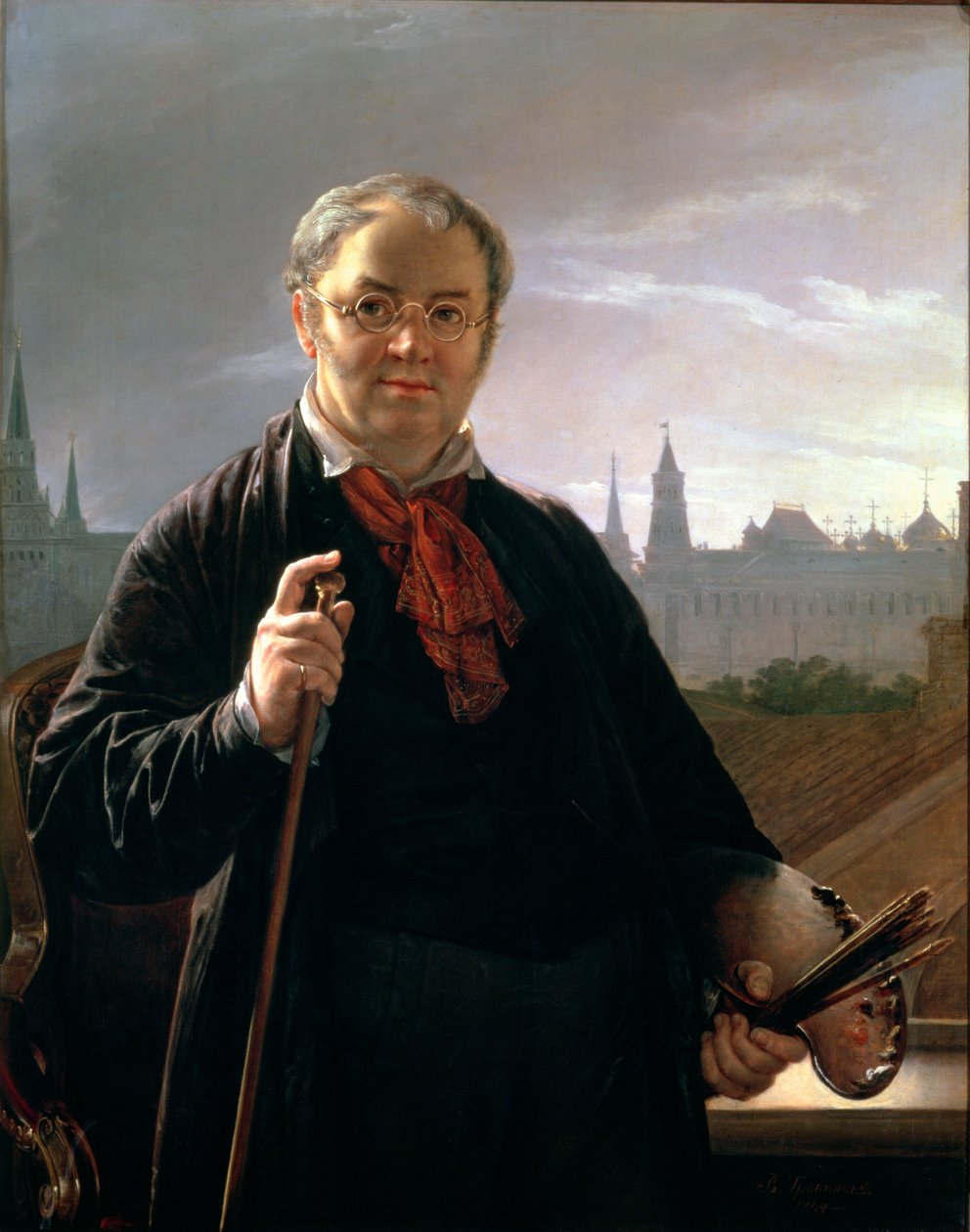 Selvportrett mot vinduet med utsikt over Kreml, 1846 av Vasili Andreevich Tropinin