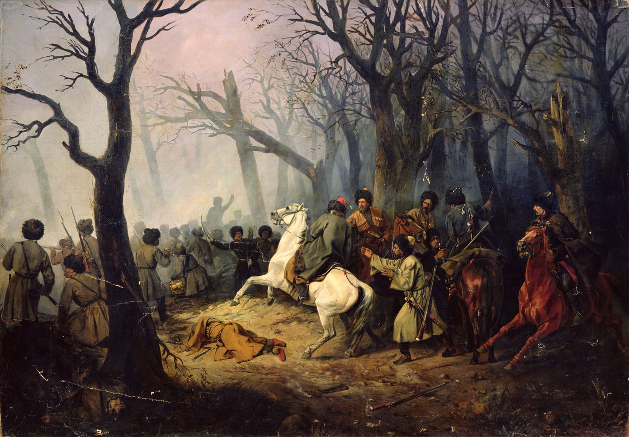General Sleptsovs død i Kaukasus, 10. desember 1851 av Vasili Nikolayevich Maxutov