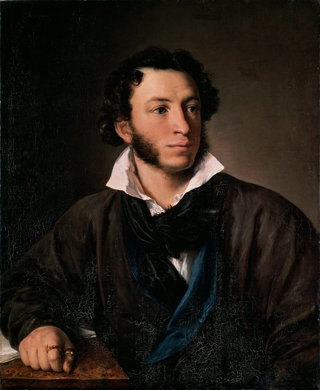 Portrett av forfatteren Alexander Pushkin (Portrett av forfatteren Alexander Pushkin) - Maleri av Vasili Andreyevich Tropinin (Vassili Tropinin) (1776-1857), olje på lerret av Vasili Andreevich Tropinin