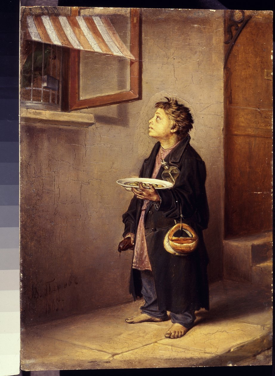 En lærling som ser på en papegøye av Perov, Vasili Grigoryevich (1834-1882) av Vasili Grigorevich Perov