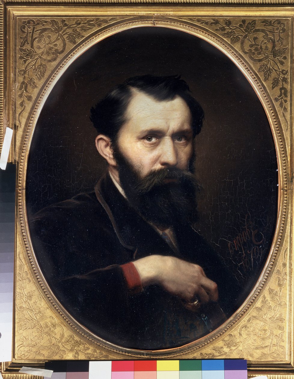 Selvportrett. Maleri av Vasili (Vasili) Grigoryevich Perov (1834-1882), olje på lerret av Vasili Grigorevich Perov
