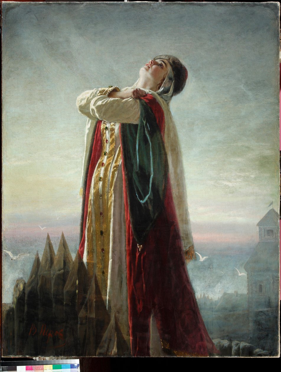 ""La lamente de Jaroslavna"" (Yaroslavnas klagesang) Illustrasjon for operaen ""Prins Igor"" av Alexander Borodin Maleri av Vasili Perov (1834-1882) av Vasili Grigorevich Perov
