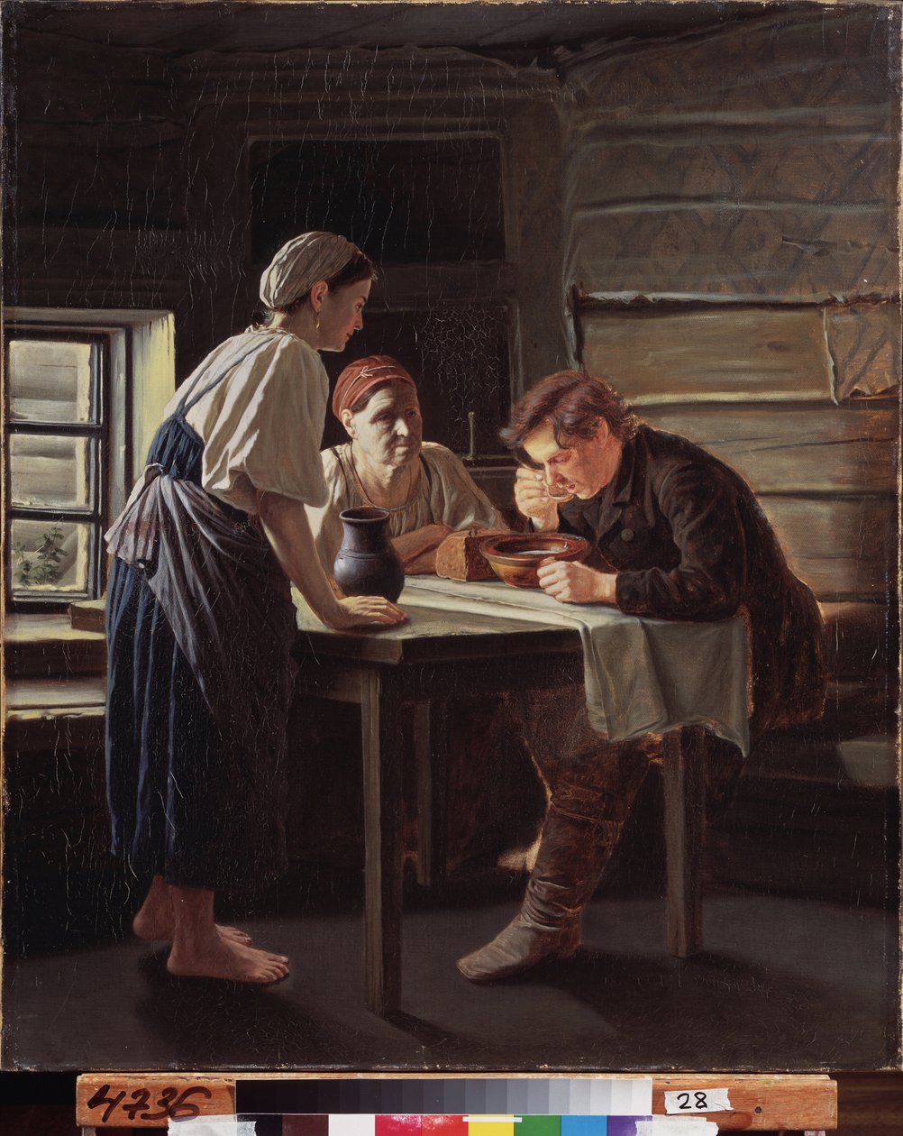 Mottakelsen av pilegrimen. Maleri av Vasili (Vasili) Grigorievich Perov (1834-1882), olje på lerret av Vasili Grigorevich Perov