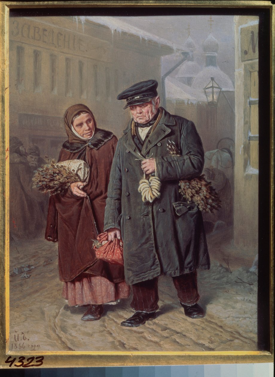 Fastelavnsmandag (par som har på seg helbredende og rensende planter til dampbadet, før påskeuken) - Ren mandag - Maleri av Vasili (Vassili) Grigorievich Perov (1834-1882), olje på tre av Vasili Grigorevich Perov