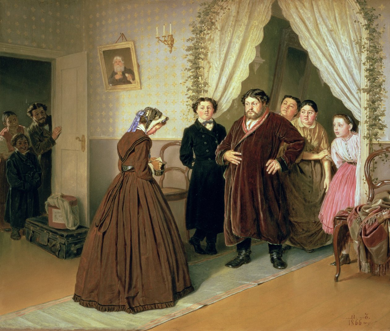 Guvernøren ankommer kjøpmannshuset, 1866 av Vasili Grigorevich Perov