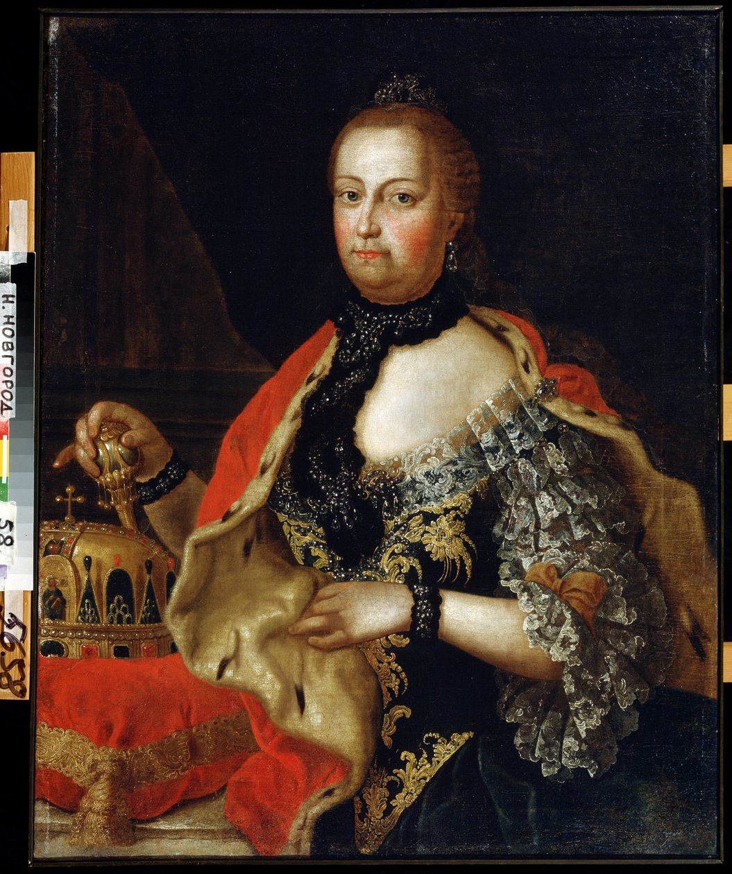 Portrett av keiserinne Maria Theresia av Østerrike (1717-1780) (Portrett av keiserinne Maria Theresia av Østerrike). Maleri av Vasili Kozmich Berezin (1743-etter 1795). Olje på lerret, 88 x 69 cm av Vasili Kozmich Berezin