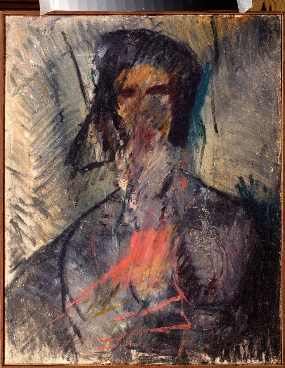Portrait du poetVladimir Mayakovski (ou Maiakovski, Mayakovsky, Majakovskij) (1893-1930) (Portrett av poeten Vladimir Mayakovsky) - Peinture de Vasili Nikolayevich Chekrygin (1897-1922), huile sur toile av Vasili Nikolayevich Chekrygin