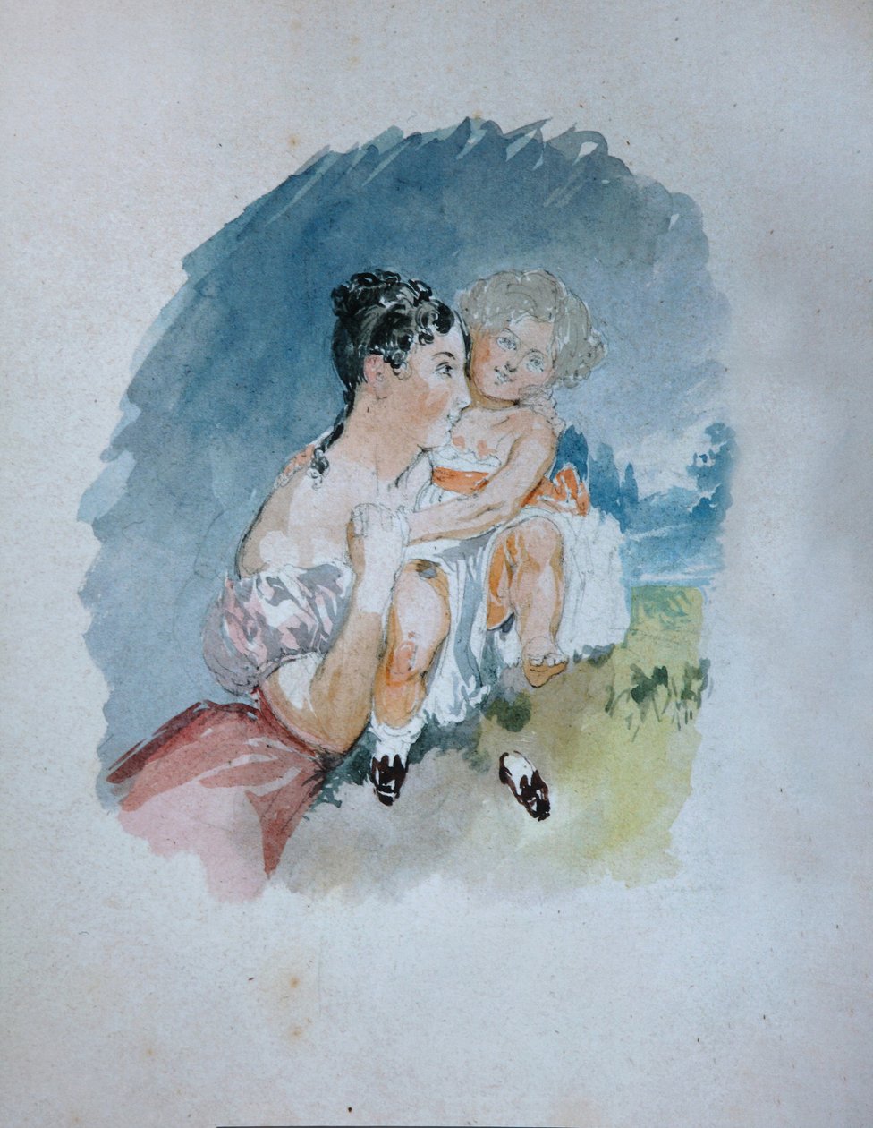 Portrett av grevinne Stefania zu Sayn-Wittgenstein, født Radziwill 1809-1832 med datteren Maria, 1 av Vasili Semenovich Sadovnikov