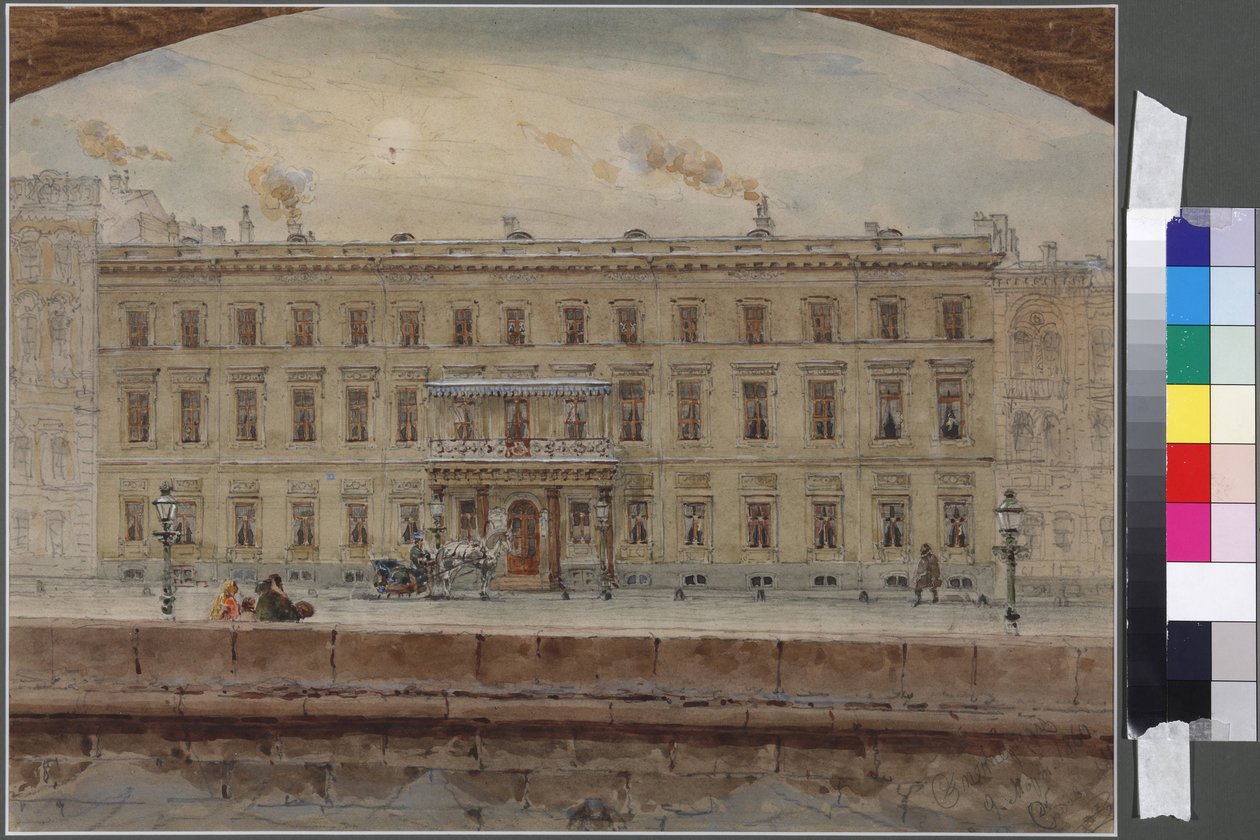 Reserve House of the Winter Palace, av Sadovnikov, Vasily Semyonovich (1800-1879). Akvarell på papir av Vasili Semenovich Sadovnikov