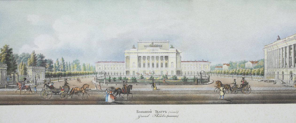 Saint Petersburg Imperial Bolshoi Kamenny Theatre Fra panoramaet av Nevsky Prospekt av Vasili Semenovich Sadovnikov