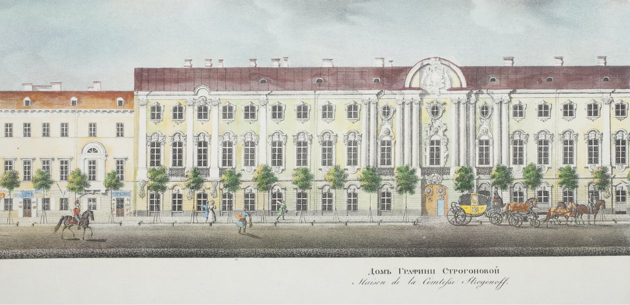 Stroganov-palasset Fra panoramaet av Nevsky Prospekt av Vasili Semenovich Sadovnikov