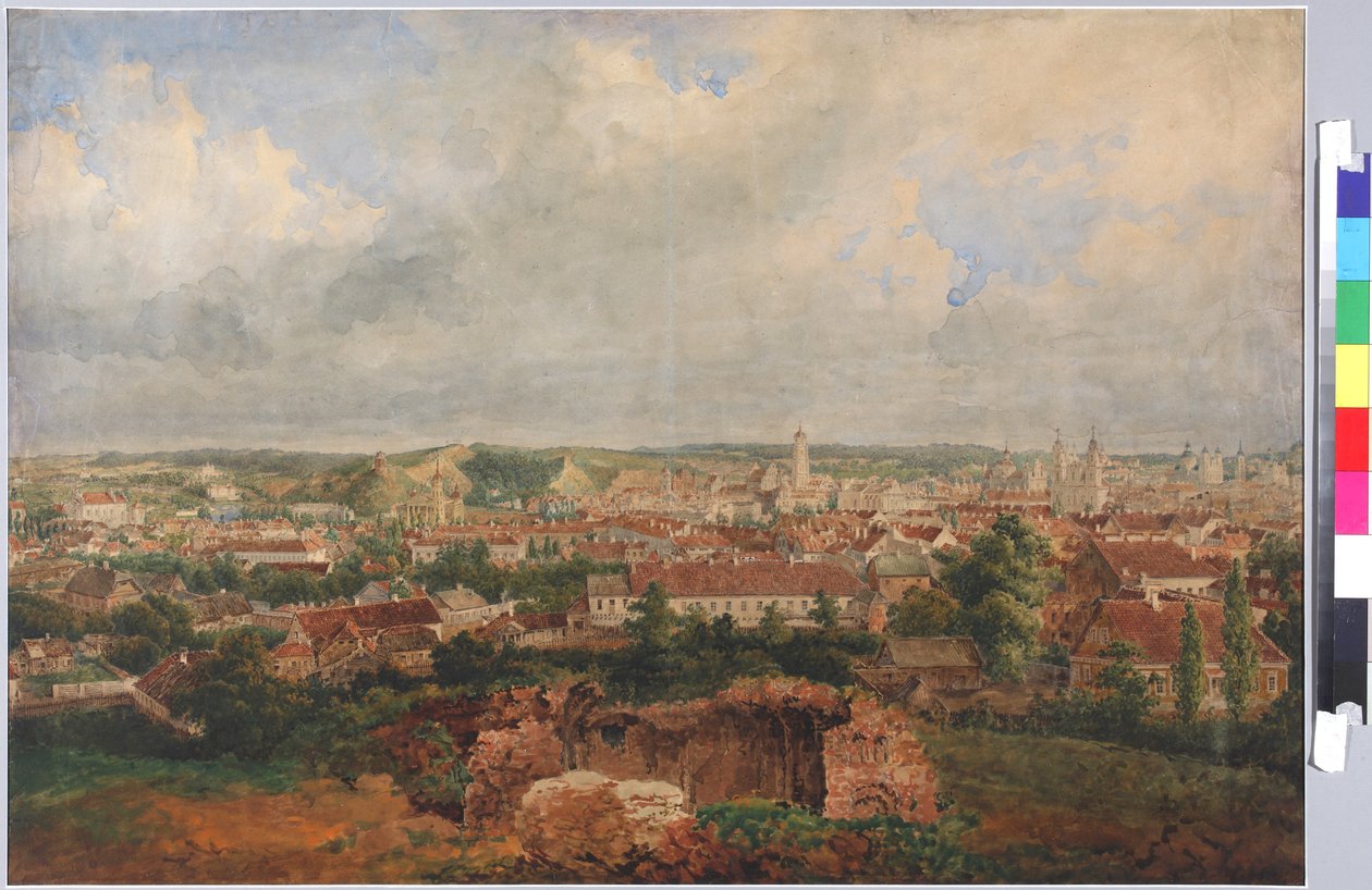 Utsikt over Vilna, av Sadovnikov, Vasily Semyonovich (1800-1879). Akvarell på papir av Vasili Semenovich Sadovnikov