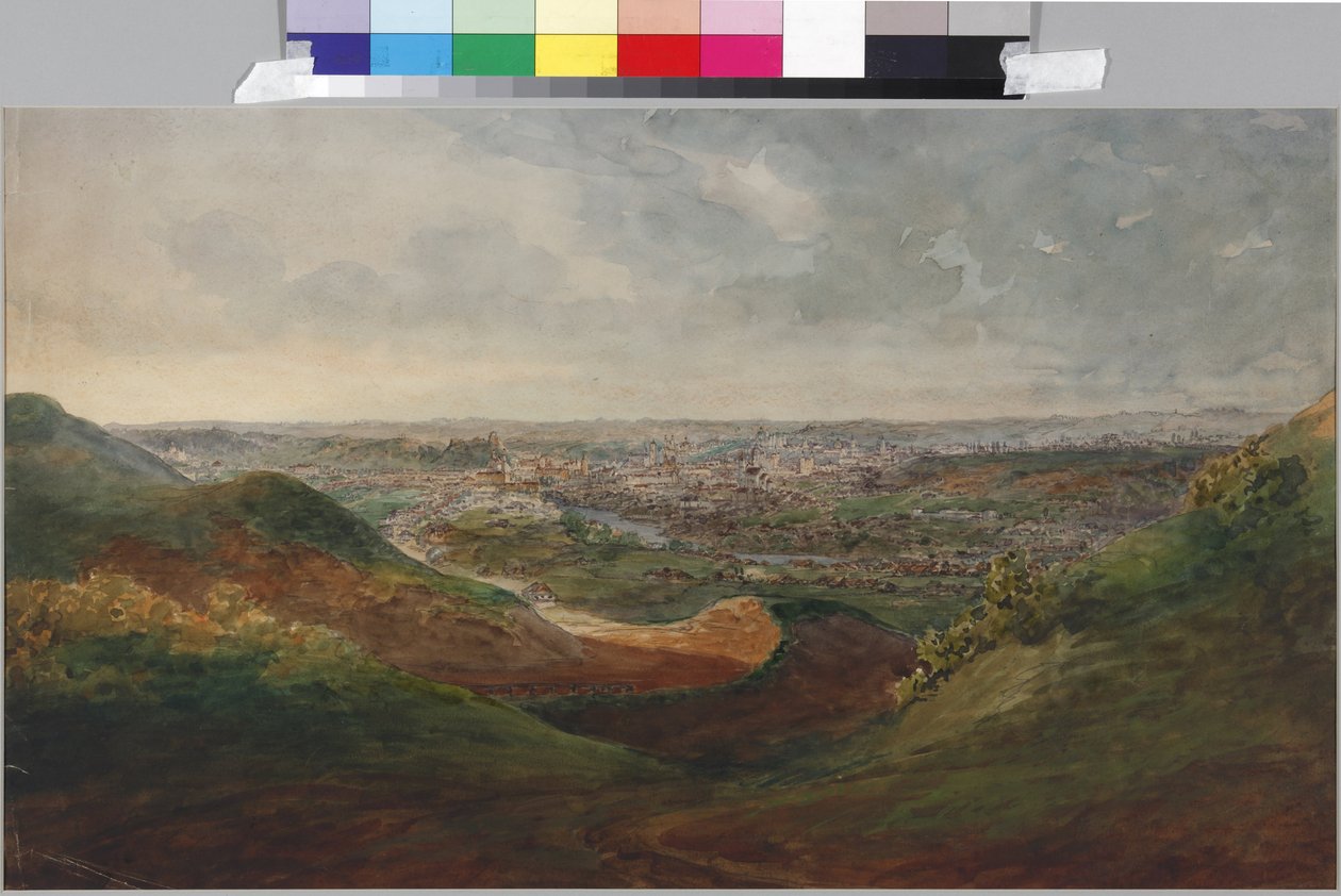 Utsikt over Vilna, av Sadovnikov, Vasily Semyonovich (1800-1879). Akvarell på papir av Vasili Semenovich Sadovnikov